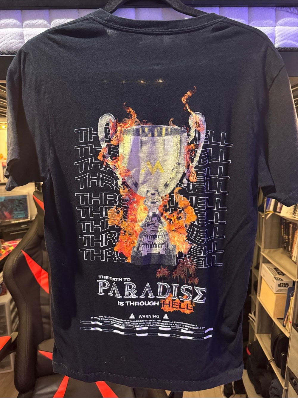 Black Trophy Flame Graphic Tee - "Paradise is Through Hell"